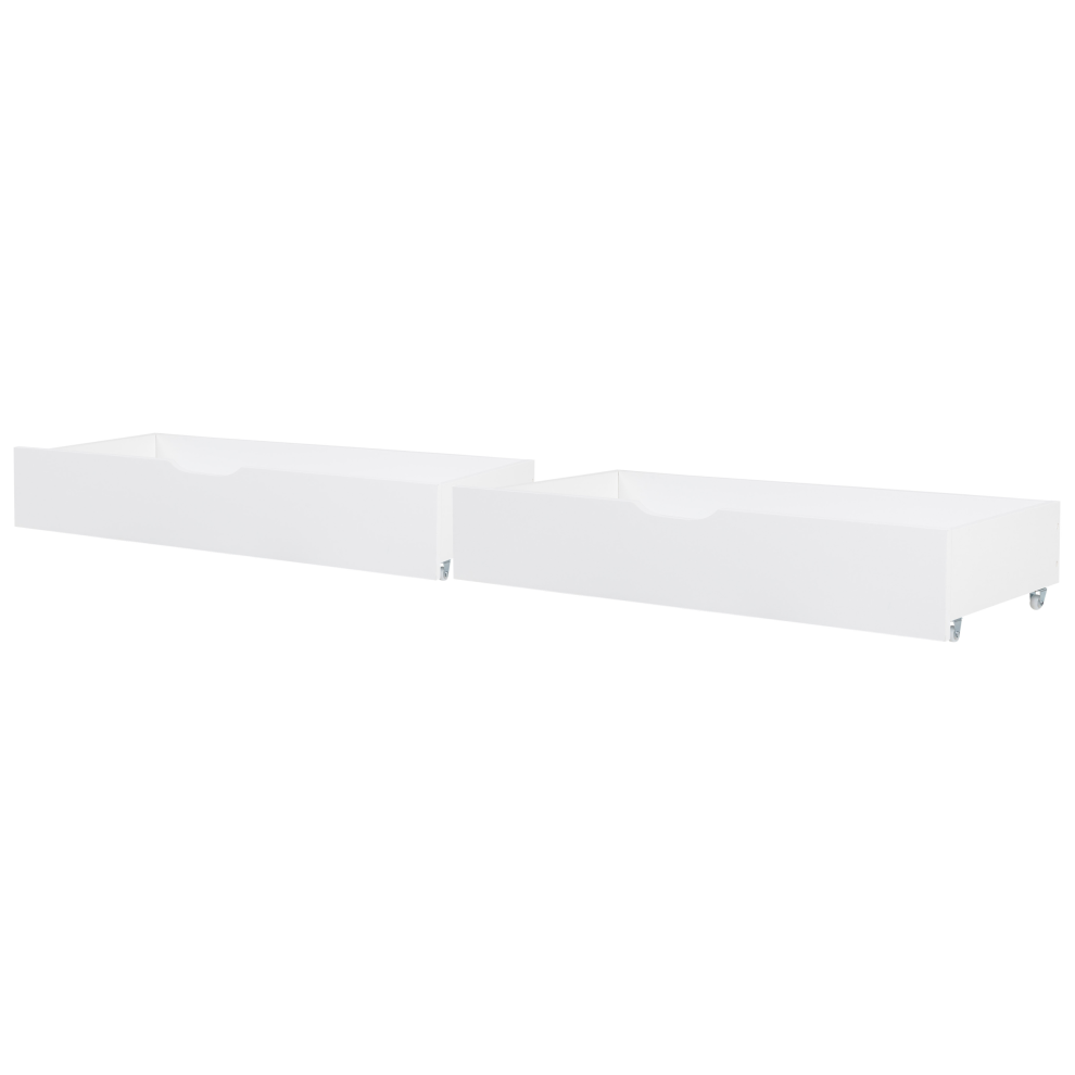Set of 2 Bed Storage Drawers Pine Wood CRONAT White