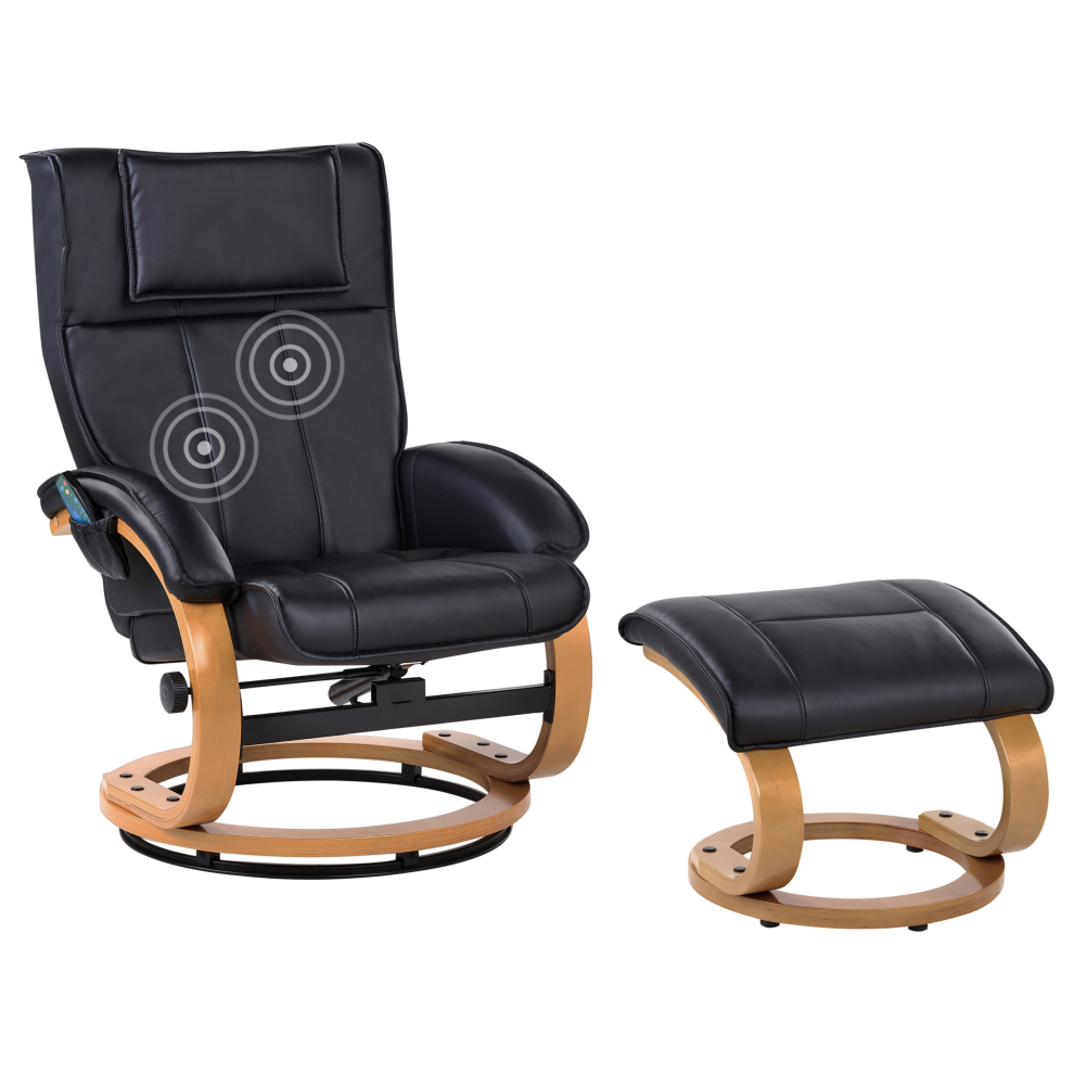 Massage Chair MAJESTIC with Footstool Faux Leather Black