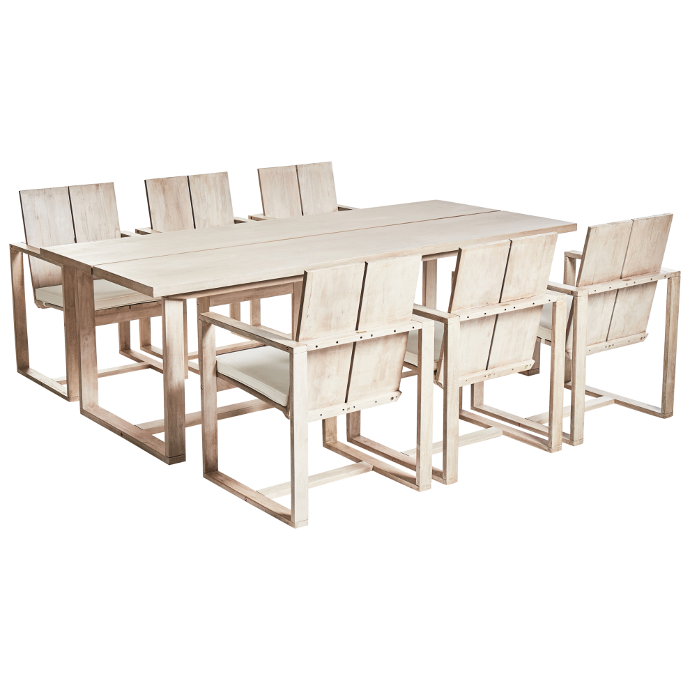 Garden Dining Set 6 Seater AZZANELLO Acacia Wood Off-White