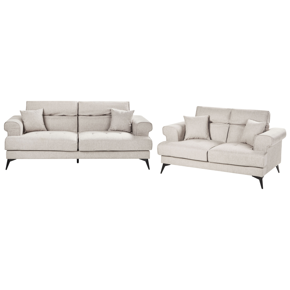 Living Room Set 5 Seater SKIVE Fabric Taupe