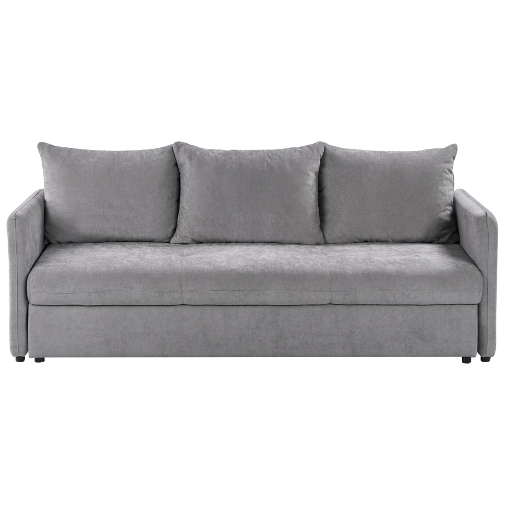 Sofa Bed 3 Seater HOLSEN Fabric Grey with Storage