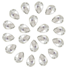 SWTHONY Crystal Teardrop Big Rhinestones Pointback Gem Stones for Crafts Jewelry Making Shoes Dress Faceted Glass Beads 13x18mm 56pcs Clear