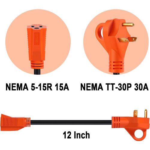 30 Amp to 15 Amp RV Adapter Cord 2