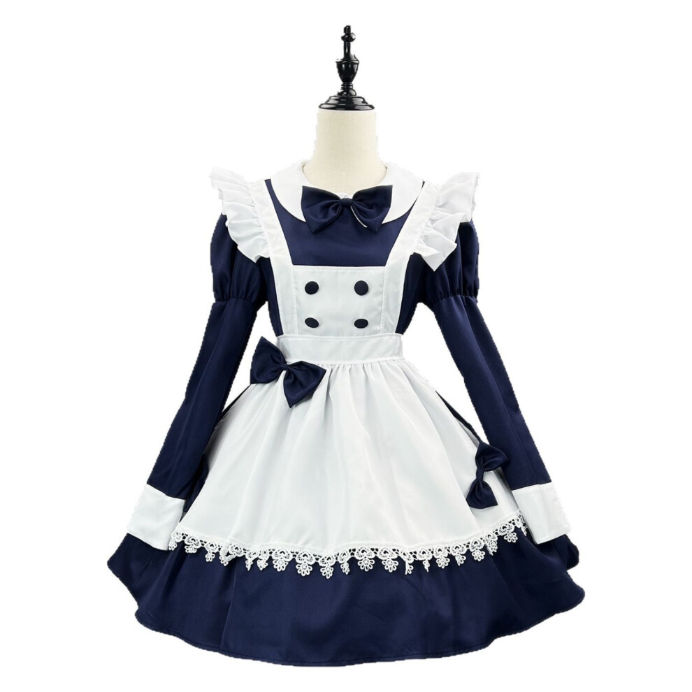 (3XL(175–180 cm)) Halloween Anime Inspired Long Maid Butler Dress Kawaii Cosplay Uniform for Café or Role Play