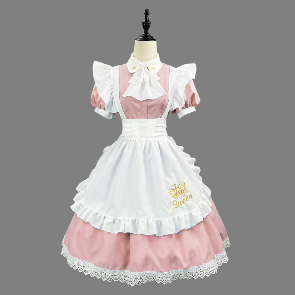 ( L(160–165 Cm)) British-Inspired Maid Cosplay Dress Elegant Lolita Anime Costume For Performance Or Role Play Pink