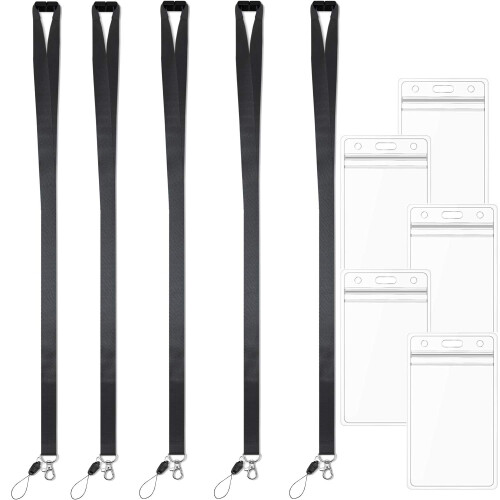Lanyard avec support de badge id Lanys de scurit noir 1
