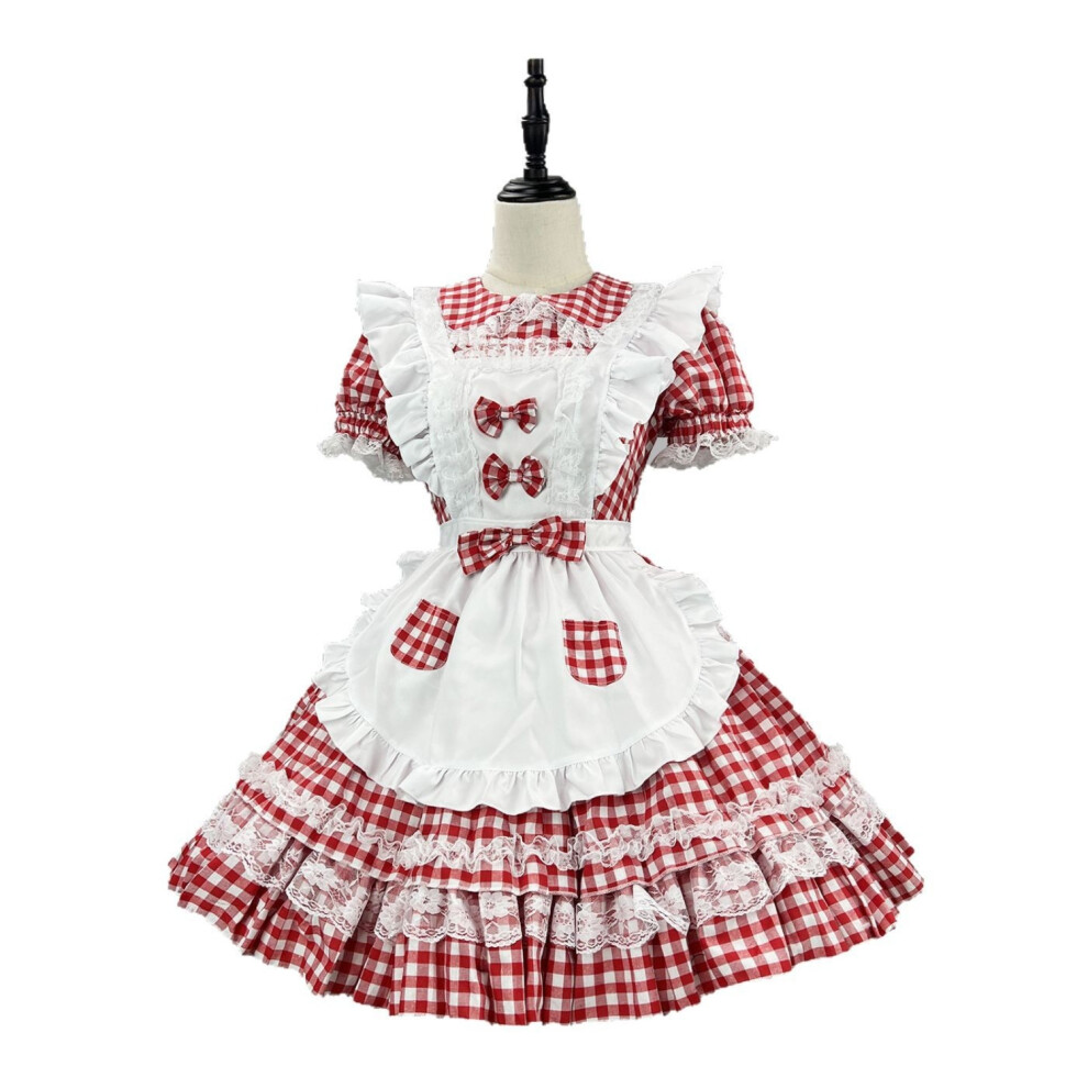(4XL(180–185 cm)) Sweetheart Lolita Maid Cosplay Costume Cute Anime Inspired French Maid Dress for Girls & Women