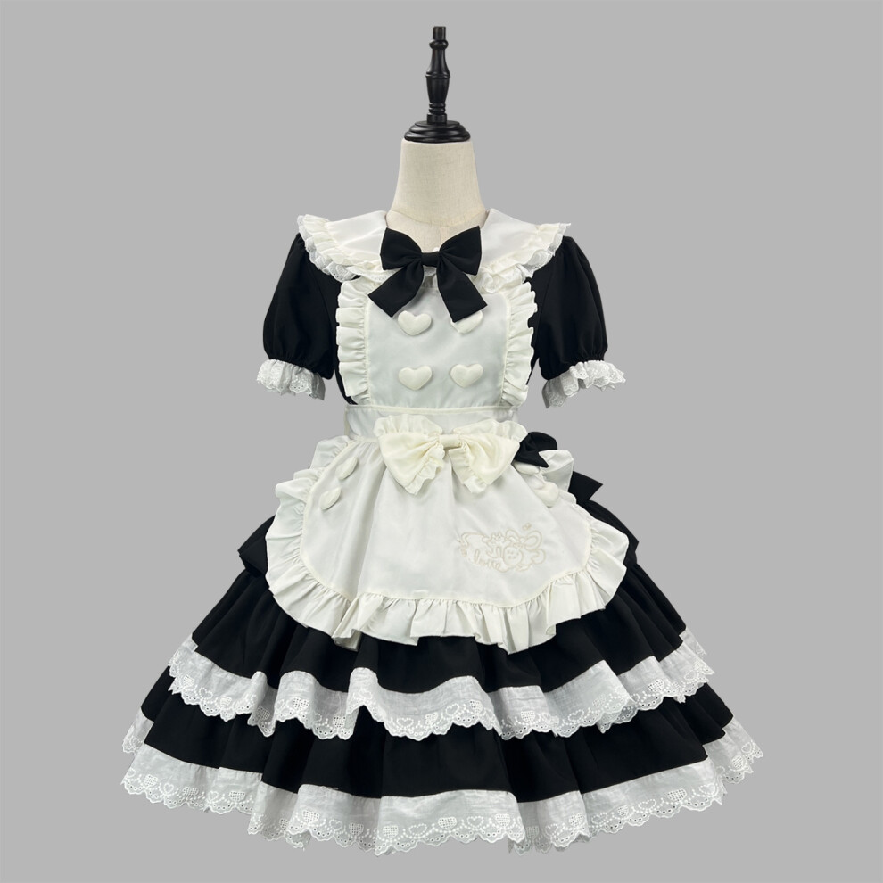 (3XL(175–180 cm)) Elegant Sweet & SpicyLolita Maid Dress Kawaii Soft Girl Princess Cosplay OP Costume
