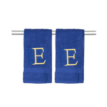 Serviette a main monogramme de la Marine pour salle de bain - serviette de luxe brodee decorative initiale monogrammee pour le spa de salle de po