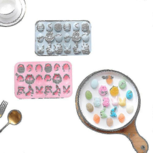 2pcs Easter Silicone Mold Rabbit Colored Egg Chocolate Cake Mold Baking Tools Manual Soap Mould 1