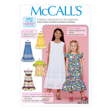 McCall's Patterns - Abiti stile impero con vita alta e maniche a balze per bambine/ragazze