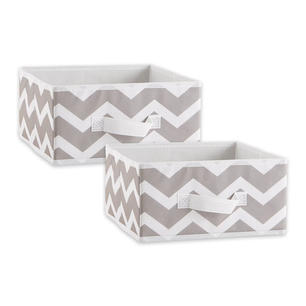 DII Non Woven Polyester Storage Bin 11x11x5.5-inch Chevron Gray 2 Piece
