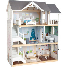 Casa de bonecas de madeira branca SMALL FOOT - Mobiliada - 63 x 32 cm - Para crianças a partir de 3 anos