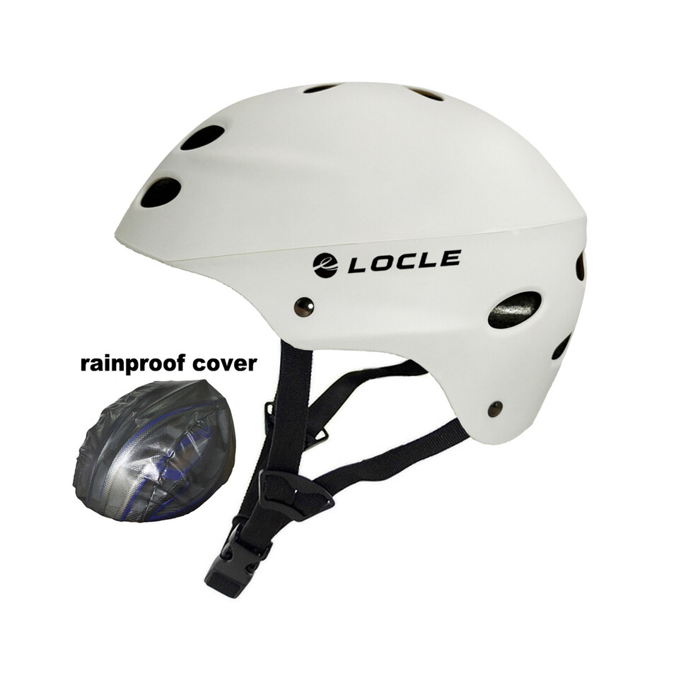 (XL -61-66cm-Blanc et Housse)Casque de vélo de sécurité Casque de vélo de route de montagne BMX Sports