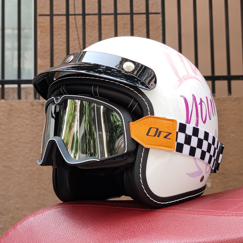 Casque Moto Enfant Certifié DOT/ECE - Style Rétro 3/4 Avec Visière - Taille 48-52 Cm (3-12 Ans) - Léger (650g) - Pour Moto, Vélo, Scooter - 2