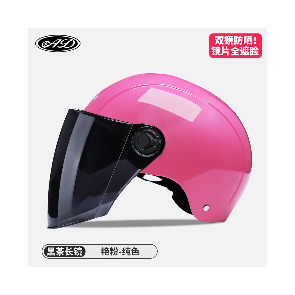 (889 rose 4) Casque de moto électrique pour femme, casque de cyclomoteur avec visière rose pour l'été,
