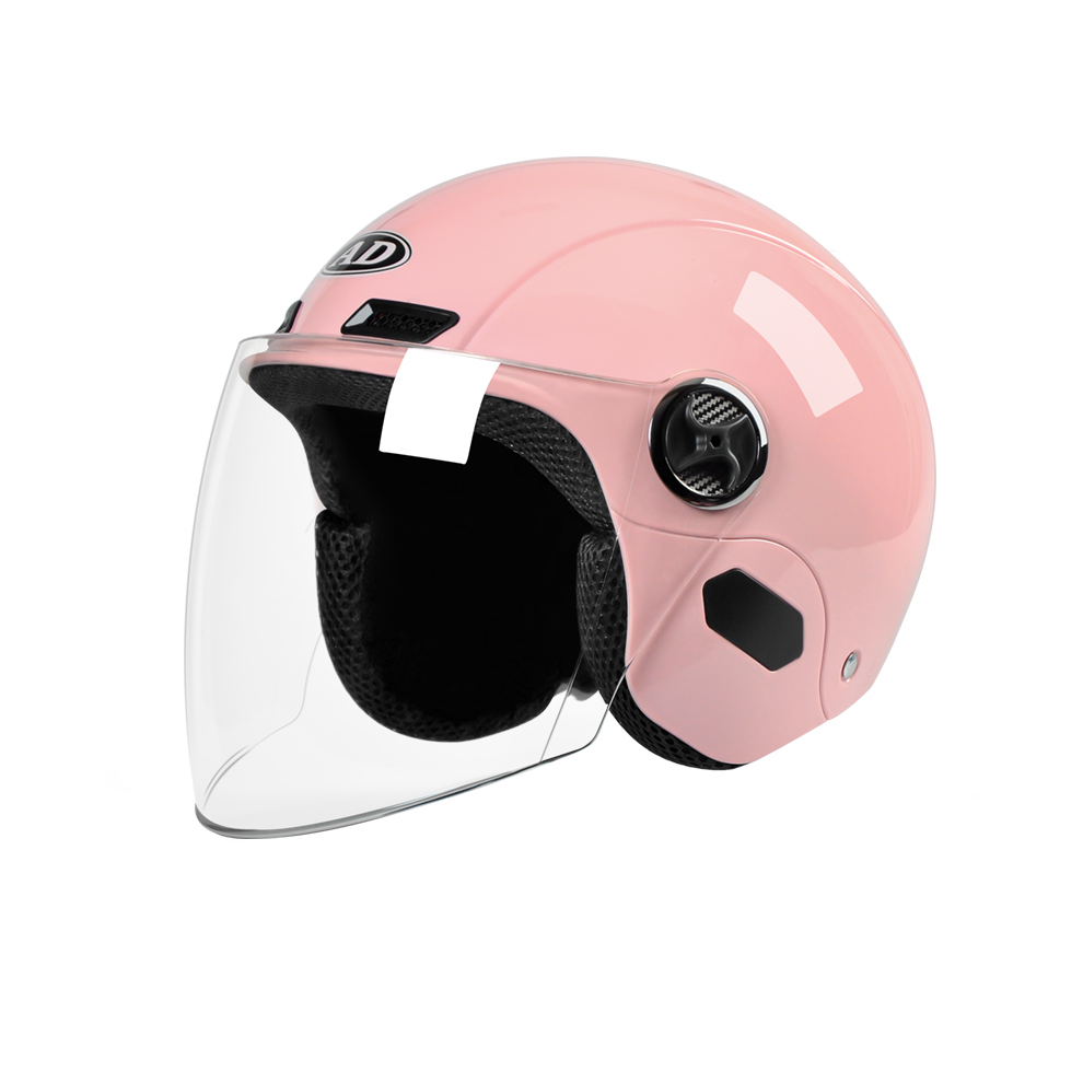 (518 rose 3) Casque de moto électrique pour femme, casque de cyclomoteur avec visière rose pour l'été,