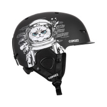 (S-Black space cat)Nouveau casque de ski Cartoons Casque de sécurité anti-impact à moitié couvert Cyclisme