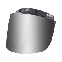 (Argent) Casque de moto universel, visière, lentille, 3 boutons-pression, rétro, visières, lunettes