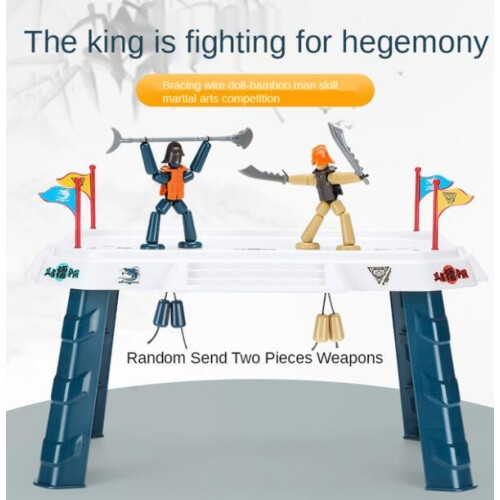 (2 armes) 2/8 armes Bamboo Man Hero Two Player Battle Fun Interactive Thread Puppet Games PK Competition