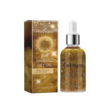 (Gold) Body Shimmer Oil, Body Shimmer Body Glitter Oil, Moisturizing Long Lasting Body Luminizer Face Brighten Summer Glowing Makeup