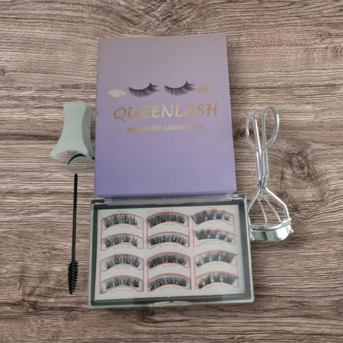 12 Pairs Reusable Magnetic Eyelashes Set with Applicator Tool & Curler 1