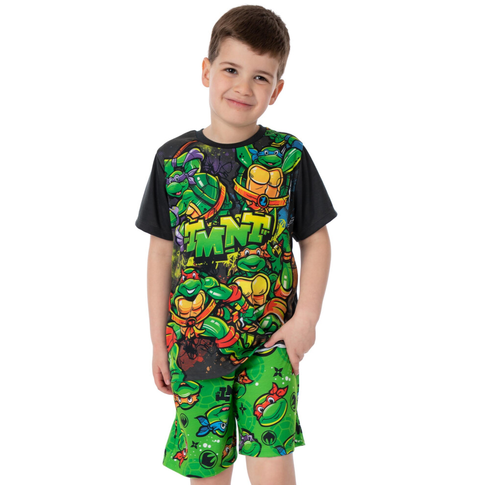 (3-4 Years) Teenage Mutant Ninja Turtles Short Sleeve Short Leg Pyjama Set (Boys Green)