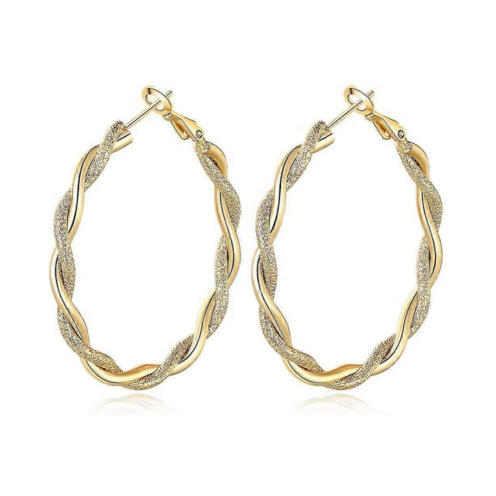 Large Gold Hoop Earrings 9ct Gold Filled Creole for Girls Or Womens(40mm)