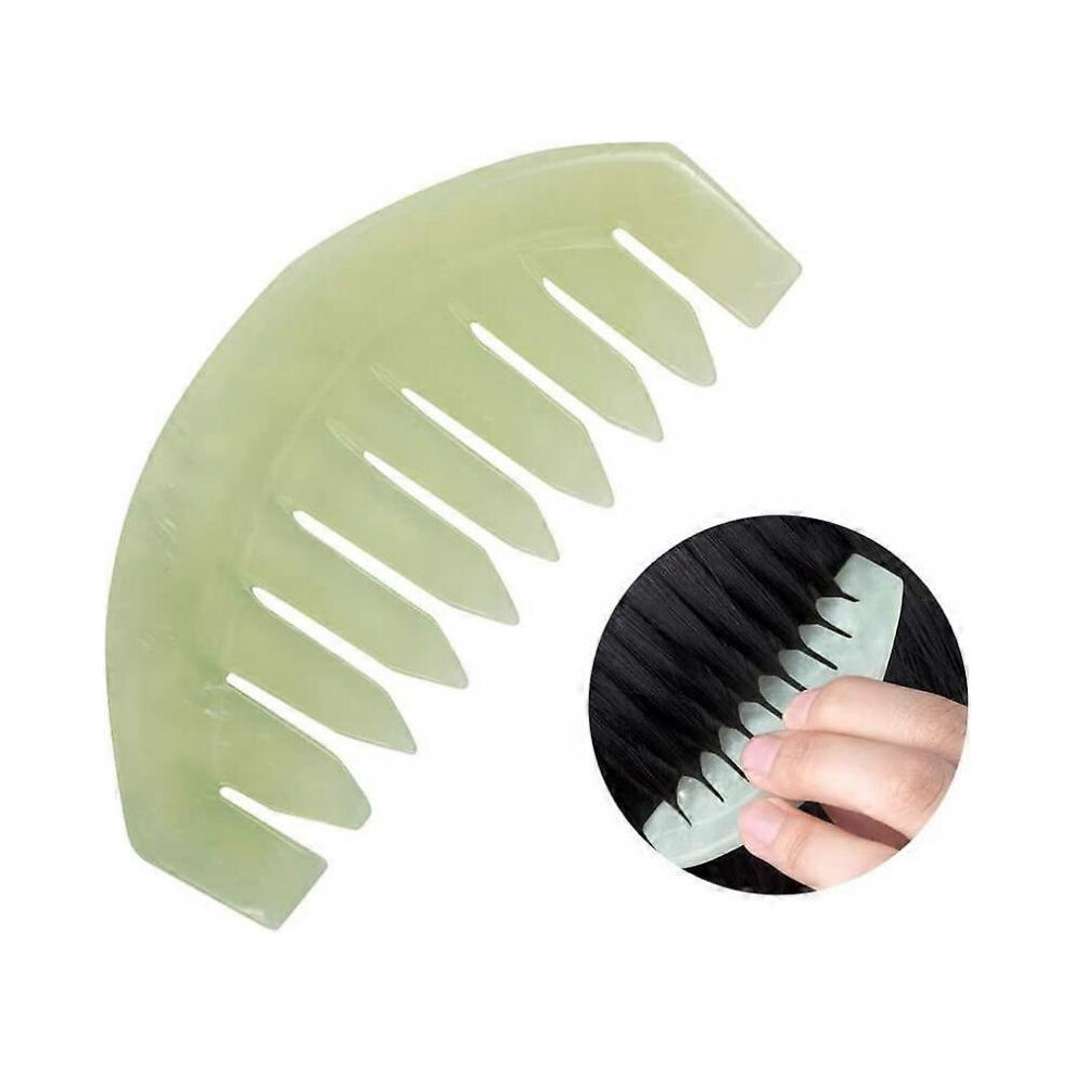 Jade Stone Massage Comb Traditional Natural Jade Massager Acupuncture Head Therapy Trigger Point Treatment