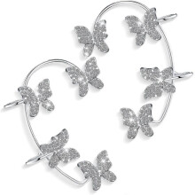 Butterfly Earrings Adjustable Butterfly Ear Wrap Earrings Silver Butterfly Ear