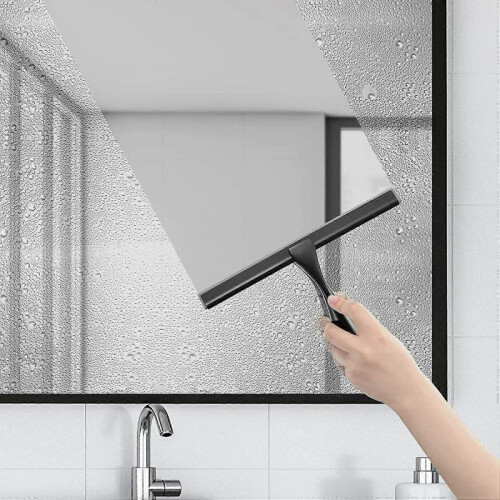 Multifunctional Shower Scraper for Shower Doors, Bathrooms, Windows and Auto Glass - Black 1