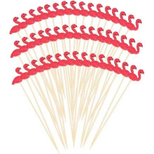 100-Pack of Fun Flamingo Bamboo Skewers, Perfect for Cocktail Party or BBQ Snacks (4.72")