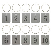 StayMax suorakaiteen muotoiset ruostumattomasta ter  ksest   valmistetut numerolaput, avaimenper  t ja tunnistelaatat (1-10)