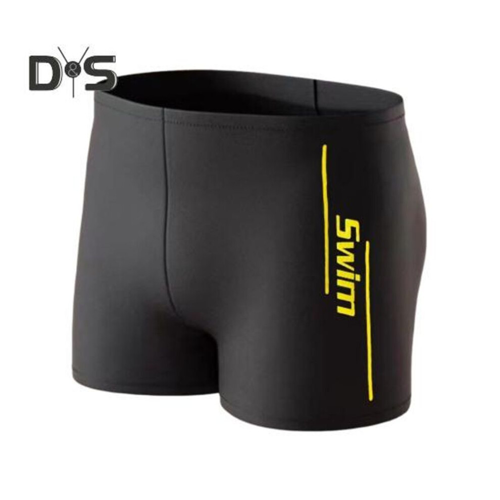 (yellow, L) Men's Elastic Swim Trunks Quick-Dry Anti-Embarrassment Beach Shorts U-Shaped Crotch Drawstring Waist Boxer Shorts for Water Sports Surfing