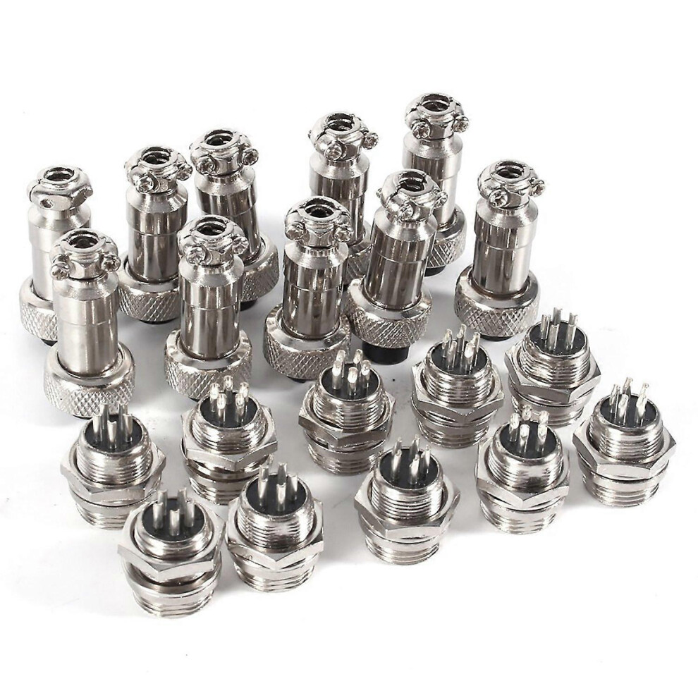 (As Show, One Size) 10 Set Gx12 5Pin 12Mm Aviation Plug Male Female Metal Socket Connector 6909775543696