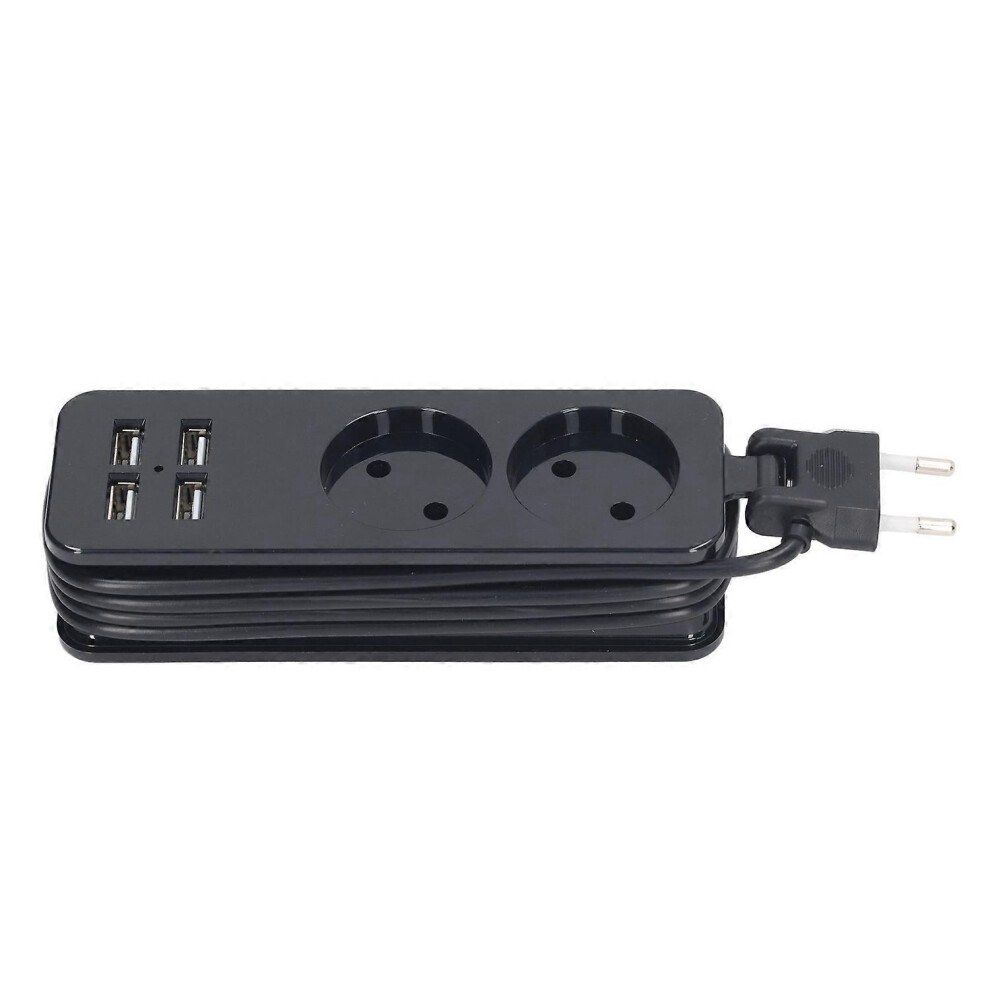 (As Show, One Size) 1200W 10A Power Strip 2 Round Sockets 4 Usb Ports Power Socket For Phone Laptop 6909775596432