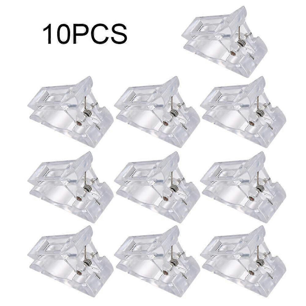 (As show, One size) 10pcs Transparent Nail Gel Quick Building Nail Tips Clips Finger