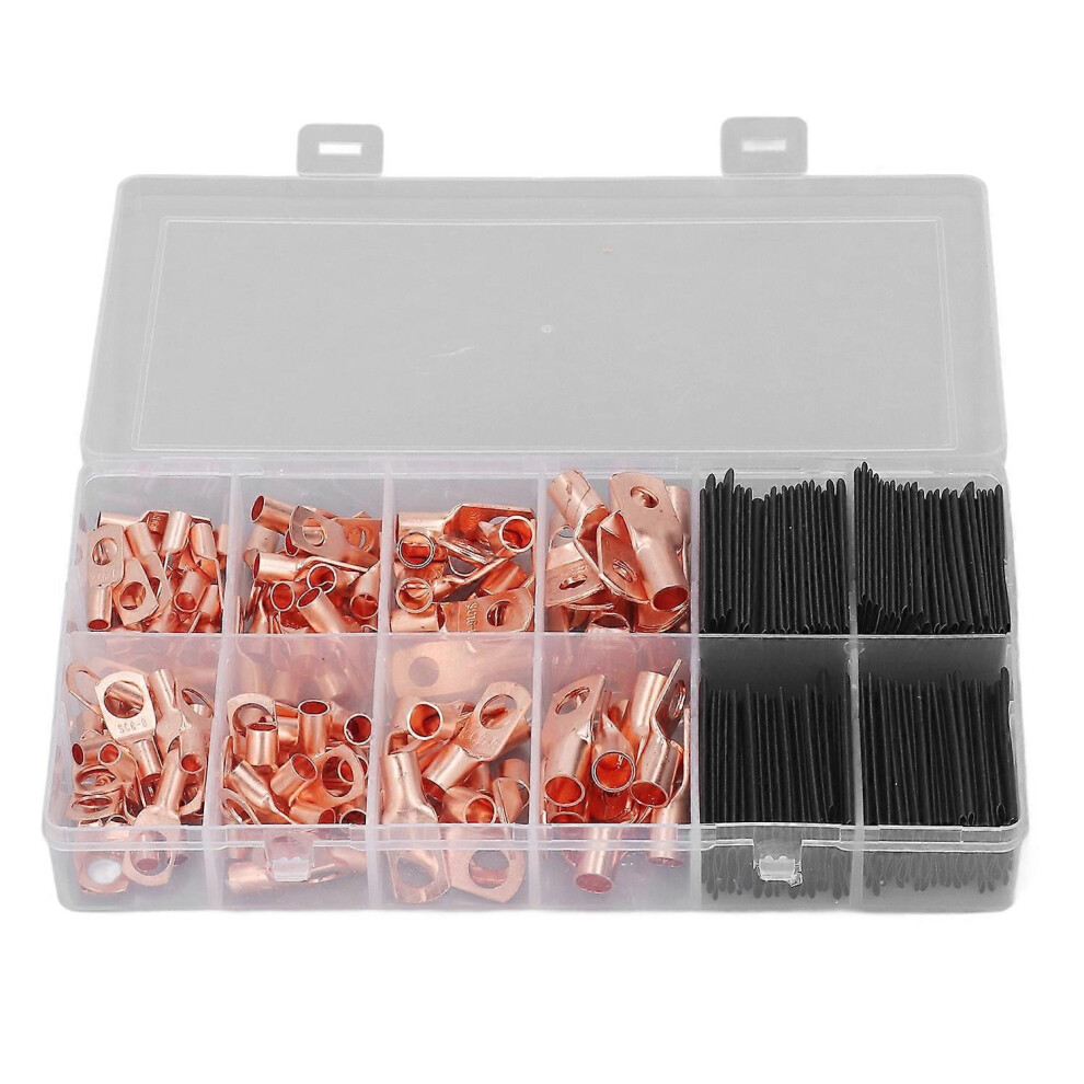 (As Show, One Size) 260Pcs Terminal Lugs Heat Shrink Tubing Set Closed Design Stable Robust Copper Wire Lug Kit 6909775627112