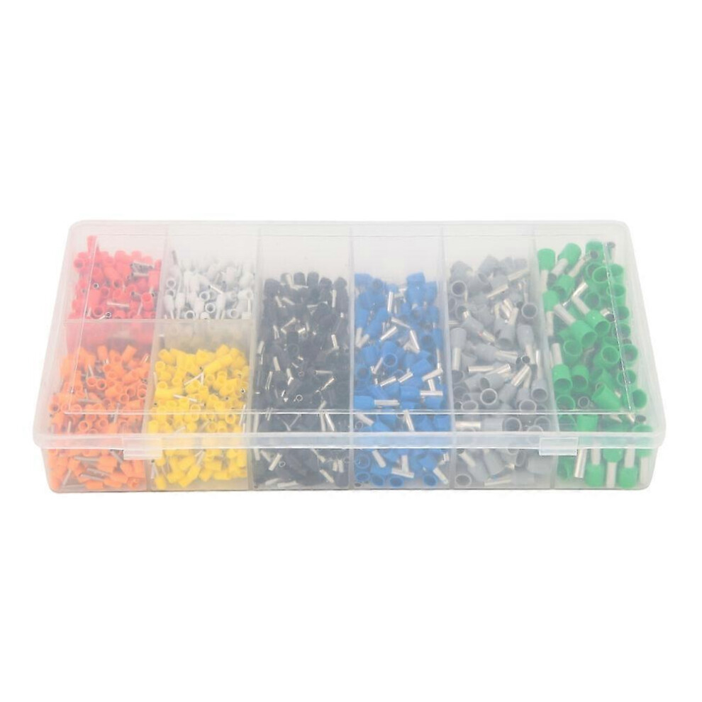 (As Show, One Size) 1200Pcs Box Pre Insulated Ferrule Crimp Tube Terminal Wire Connector 6909775624272