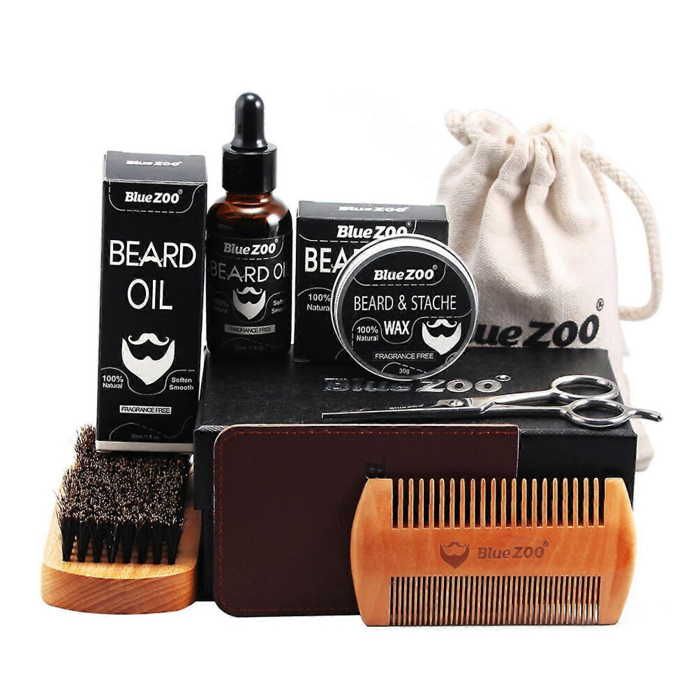 (As show, One size) 7 In 1 Beard Grooming Care Kit Beard Growth Kit