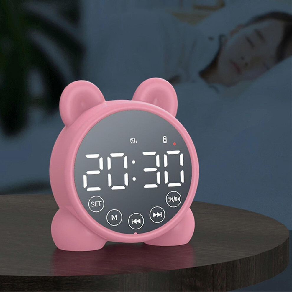 (As show, One size) Kids Alarm Clock Bluetooth Speaker Bedside Alarm Clock,mirror Digital Wake-up Temperature Nap Timer,kids Sleep Trainer (haoyi-YUHA