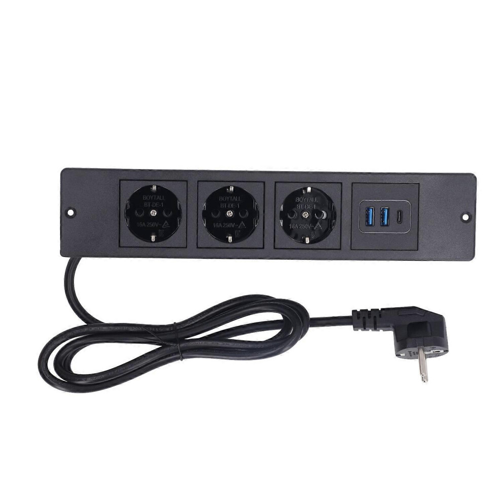 (As Show, One Size) Recessed Power Strip 3Xoutlets 2Xusb A 1Xusb C Pd20w Ports Table Socket With 1.5M Cord Standard 230 6909775573716