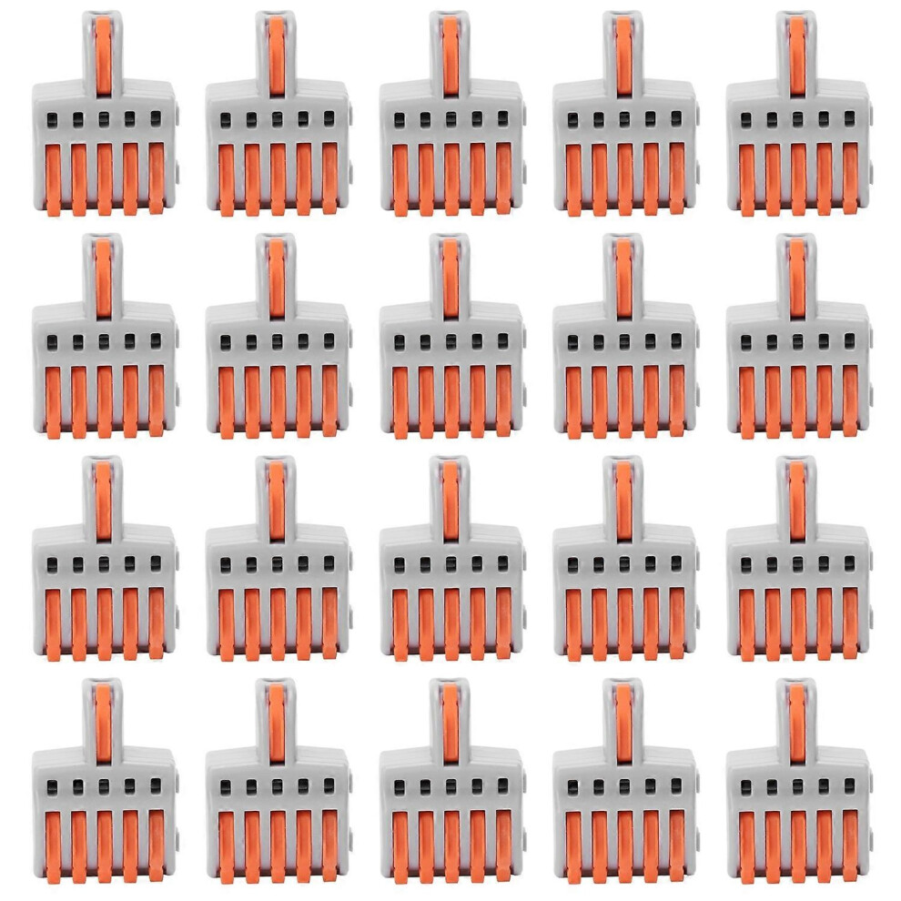 (As Show, One Size) 20Pcs Spl Quick Connector 1 In 5 Out Pushtype Splitter Copper And Pc Material Wire Terminal(Orange ) 6909775661949