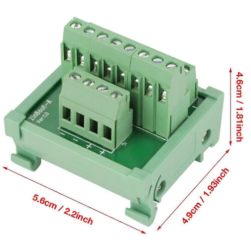(As show, One size) 2 in 8 out DIN Rail and Panel Mounting Power Distribution Module Breakout Board 2