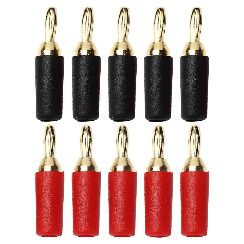 (As Show, One Size) 5 Sets 2.5Mm Banana Plug Brass Gold Plated Soldering Male Speaker Connector Red And Black 6909775618363