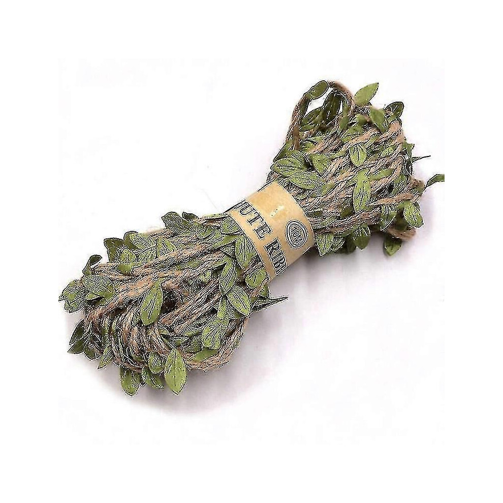 (As Show, One Size) 33 Feet Natural Twine Green Leaf Jute 4Mm Rope Hemp Burlap Ribbon String Heavy Duty Hanging Gardening Decoration Or For Arts And C 6909775919286