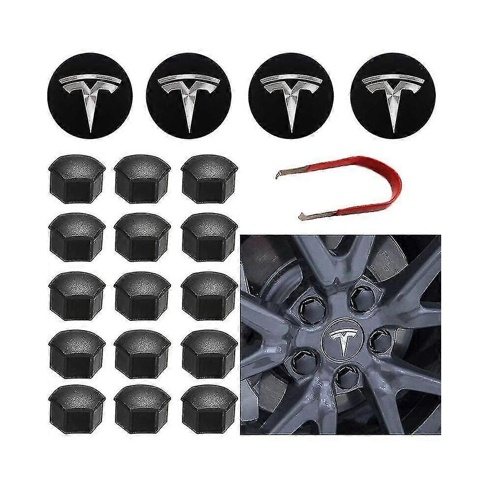 (As Show, One Size) For Tesla Wheel Cap Kit Center Hub Cap Set Wheel Nut Cover Center Modification Hub Cover For Model Y Mode 3 Mode S Mode X 6909775920534