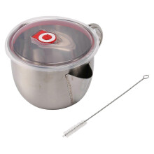 (As show, One size) 1000Ml Multifunction 304 Stainless Steel Gravy Oil Soup Fat Separator Grease Oiler Filter Strainer