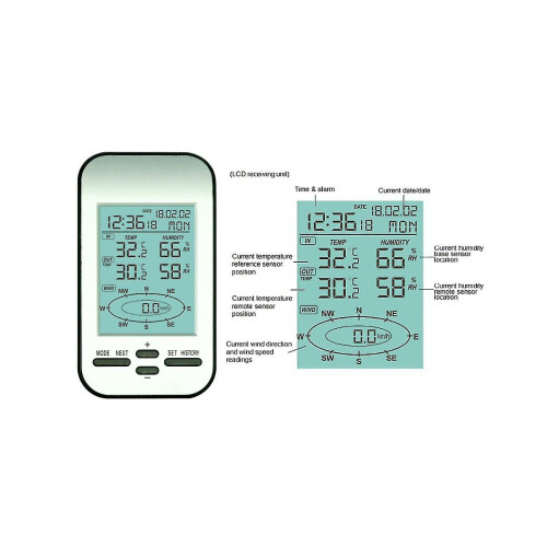 (As show, One size) Professional Wireless Out Wind Speed Direction Sensor Digital Wind Temperature Humidity Meter-C10 1