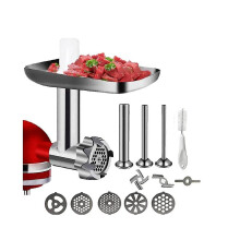 (As show, One size) Metal Food Grinder Attachment compatible with Stand Mixer Grinder Accessories Sausage Stuffer Tubes Meat Grinde-C10